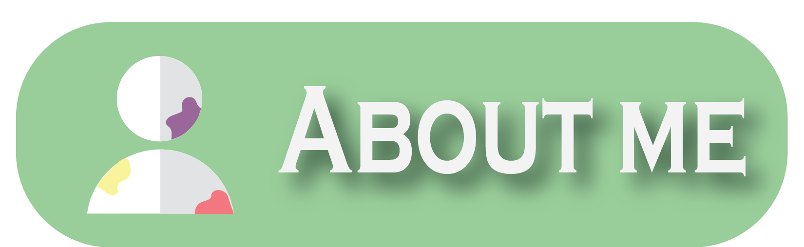 a light green background with a person covered in paint and the text about me on the background